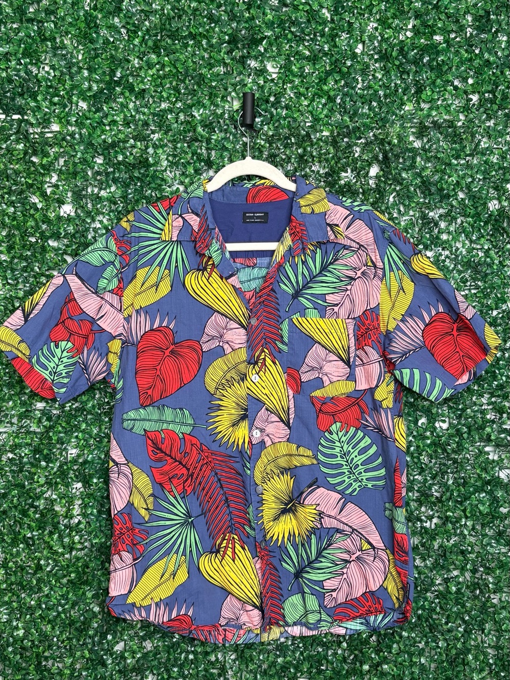 Ocean Current Blue Tropical Button-Down Shirt